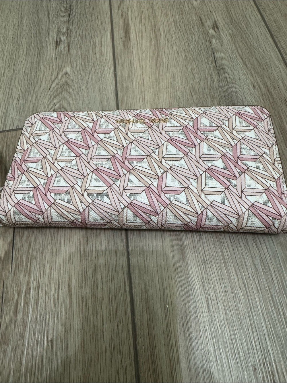 Michael Kors Pink Geometric Zip-Around Wallet